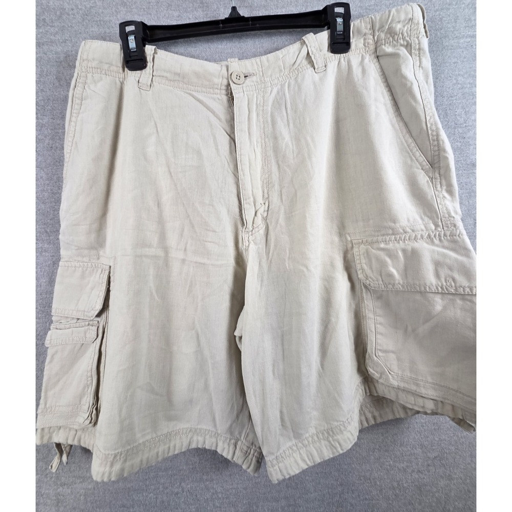 J Crew Cargo Linen Blend Shorts Mens 36 Drawstring Beige Y2K Safari Preppy Beach